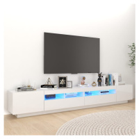 vidaXL TV skrinka s LED svetlami lesklá biela 260x35x40 cm