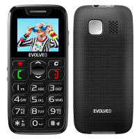 EVOLVEO EasyPhone, mobilný telefón pre seniorov s nabíjacím stojančekom (čierna farba)