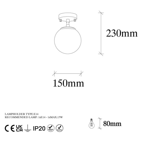 Stropné svietidlo Atmaca 10220, zlatá antická farba, opálové sklo Ø 15 cm Opviq lights