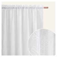 Biela záclona Flory s listovým vzorom a riasiacou páskou 140 x 280 cm