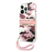 Plastové puzdro Guess na Apple iPhone 13/13 Pro GUHCP13LKCABPI Camo Strap Collection ružové