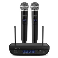 Vonyx WM82 Digital, 2-kanálový systém UHF bezdrôtových mikrofónov, 2 x ručný mikrofón, 50 m, čie