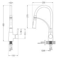 Mexen Milo, 1-komorový granitový drez 435x410x171 mm a drezová batéria Aster, biela, 6505-20-734