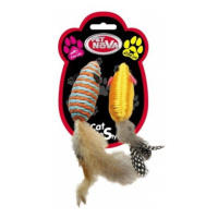 Pet Nova CAT mouseset feather 7 hračka pre mačky farebné myšky s pierkami 2ks