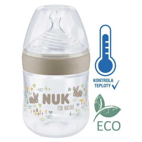 NUK Fľaša dojčenská For Nature s kontrolou teploty, hnedá 150 ml