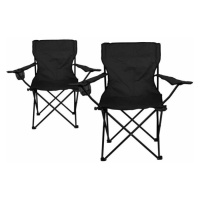 Divero 33436 Kempingová sada - 2x skladacia stolička s držiakom - čierna