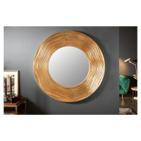 Estila Art-deco dizajnové okrúhle nástenné zrkadlo Reondel v ráme zlatej farby 100cm