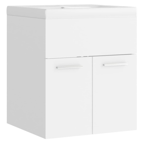 vidaXL Skrinka so vstavaným umývadlom, biela, kompozitné drevo