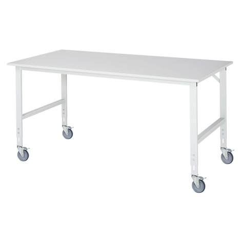 RAU Pojazdný pracovný stôl, podstavec 60 x 30 mm, š x h dosky 2000 x 1000 mm, melamínová doska