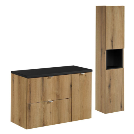 Koupelnová sestava Nova Oak 90 cm se skříňkami dub coast evoke/černá Comad