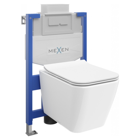 MEXEN/S - WC predstenová inštalačná sada Fenix XS-U s misou WC Cube sedátko softclose, biela 685