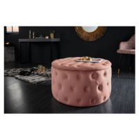 Estila Elegantná moderná taburetka do obývačky Modern Barock okrúhleho tvaru so staroružovým zam