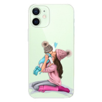 Plastové puzdro iSaprio - Kissing Mom - Brunette and Boy - iPhone 12 mini