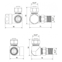 Mexen Uni-Term, axiálny radiátorový ventil, biela, W903-000-20