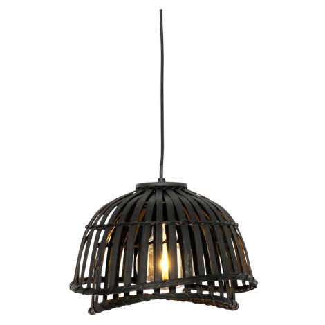 Orientálna závesná lampa čierna bambus 30 cm - Pua QAZQA