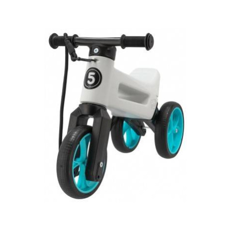 Odrážadlo FUNNY WHEELS Rider SuperSport biele/tyrkys 2v1+popruh,výš.sedla28/30cm nos.25kg 18m+v 