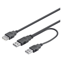 PremiumCord USB 2.0 napájací Y kábel A/M - A/M + A/F 0,3m