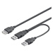 PremiumCord USB 2.0 napájací Y kábel A/M - A/M + A/F 0,3m