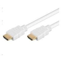 Vysokorýchlostný kábel HDMI + Ethernet PremiumCord, biely, pozlátené konektory, 2 m