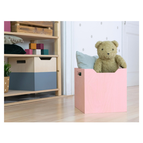 Benlemi Úložný drevený box BOKS so širokým výrezom Zvoľte farbu: Ružová