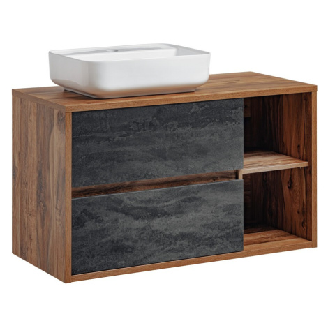 Závěsná skříňka Hampton Concrete Magic s deskou a umyvadlem 100 cm tmavý beton/dub hunton Comad