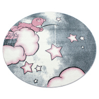 Dětský kusový koberec Kids 580 pink kruh - 160x160 (průměr) kruh cm Ayyildiz koberce