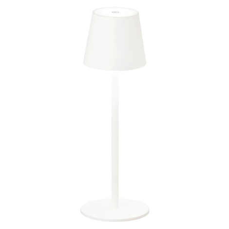 Biela LED stmievateľná stolová lampa so senzorom pohybu a s kovovým tienidlom (výška 38 cm) Trop FISCHER & HONSEL