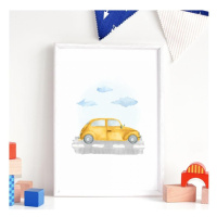 Detský plagát s motívom malého žltého auta do detskej izby