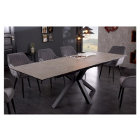Estila Industriálny rozkladací jedálenský stôl Callandra s betónovým efektom a kovovými nohami 1