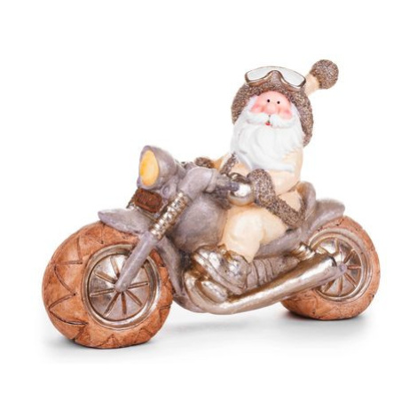 Dekorácia MagicHome Vianoce, Santa na motorke, retro, keramika, 47x18,5x34 cm