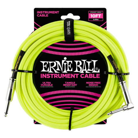 Ernie Ball 10' Braided Cable Neon Yellow