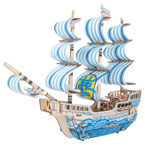 Dřevěné 3D puzzle Loď ze snu modré