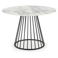 HALMAR Brodway okrúhly jedálenský stôl biely mramor / čierna