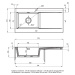 Deante Sabor, keramický drez na dosku 1015x510x210 mm + priestorovo úsporný sifón, 1-komorový, š