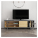 Sivý/prírodný TV stolík v dekore duba 160x49 cm Rosmar - Kalune Design