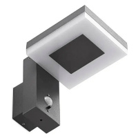 Solárne nástenné svietidlo 5,5W LED SMD s PIR senzorom štvorcový IP44 3000K VT-1147 (