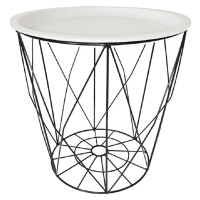 KONDELA Salero New okrúhly príručný stolík s odnímateľnou táckou biela / čierna