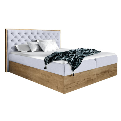 KONDELA Wood 3 boxspringová manželská posteľ sivá / dub lancelot Tempo Kondela