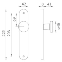 BA - GUĽA NA ŠTÍTE 2200 - B NIM - nikel matný (F8) PZ otvor pre vložku 90 mm