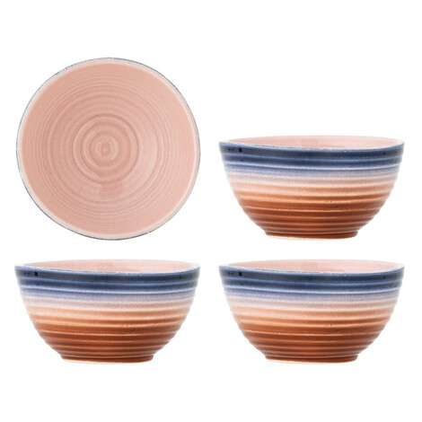 Modré/oranžové keramické polievkové misky v súprave 4 ks 350 ml Tatum – Bloomingville