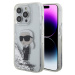 Karl Lagerfeld Liquid Glitter Karl Head Zadný Kryt pre iPhone 15 Pro Silver