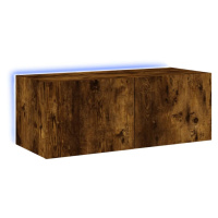 vidaXL TV nástenná skrinka s LED svetlami dymový dub 80x35x31 cm