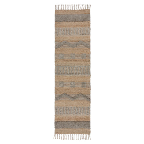 Běhoun Jubilant Medina Jute Natural/Grey - 60x230 cm Flair Rugs koberce