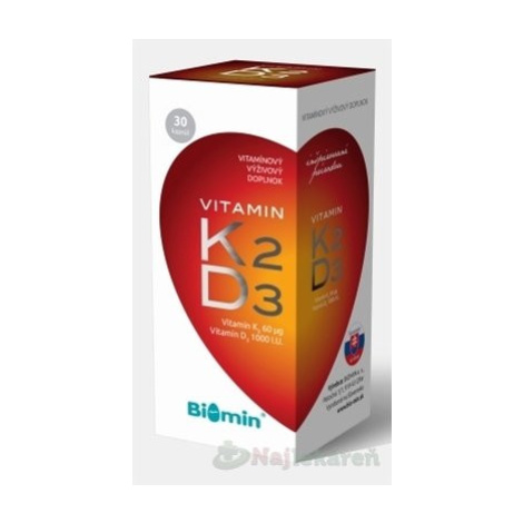 BIOMIN VITAMIN K2 + D3 1000 I.U., 30 ks