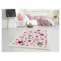 Detský koberec - More hviezdičiek farba: krémovosivá - ružová, rozmer: 120 x 180 cm