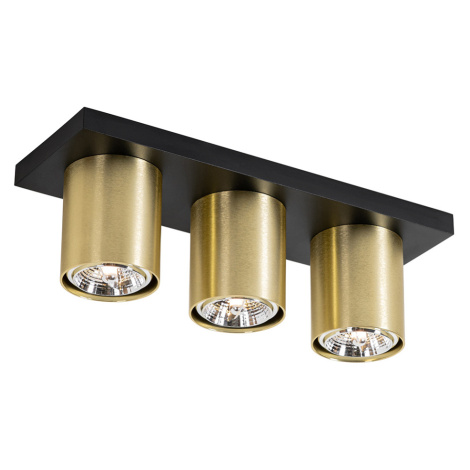 Moderné stropné bodové svietidlo čierne so zlatým 3-svetlom - Tubo QAZQA