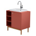 Červená závesná skrinka s umývadlom bez batérie 80x62 cm Color Bath – Tom Tailor