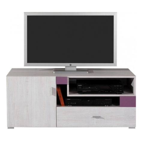 Televízny stolík delbert 12 - bielená borovica/fialová