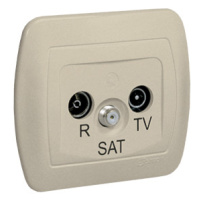 Anténná zásuvka R-TV-SAT priechodná, tlm.: 10dB, béžový