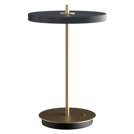 Antracitovosivá LED stolová lampa so stmievačom s kovovým tienidlom (výška  31 cm) Asteria Move  UMAGE